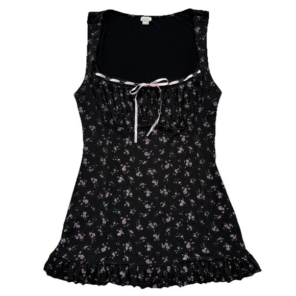 Kimchi Blue Urban Outfitters Sienna Ditsy Floral Black Mini Dress Size Medium - Picture 2 of 13